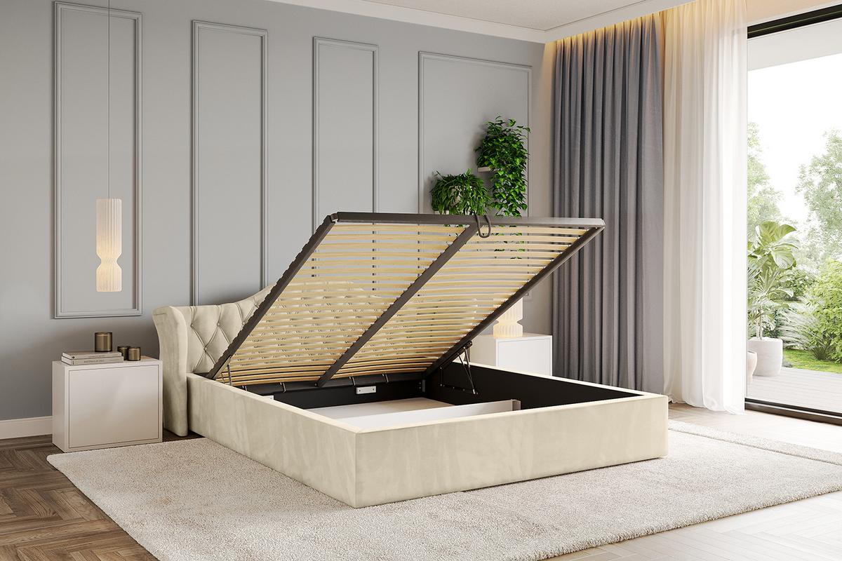 POLSTERBETT mit Bettkasten und Lattenrost, Boxbett ohne Matratze - ZORAN-V1 120x200 Beige - Ecru, Holzwerkstoff/Textil (120/200cm) - ALTDECOR