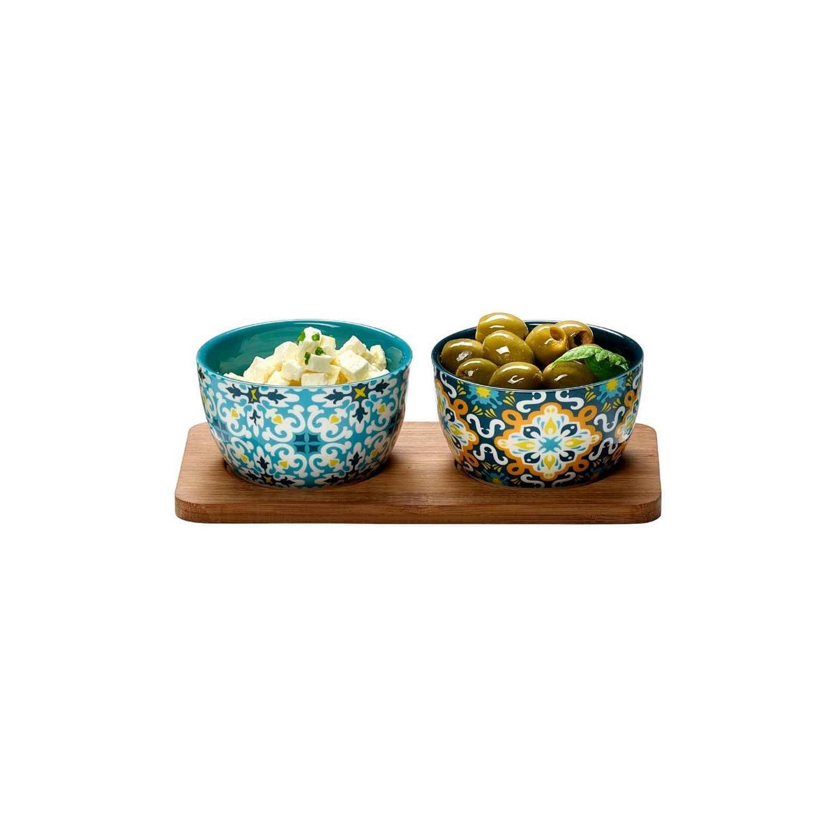 SERVIERSCHALEN-SET MIT TABLETT Benito bunt 3-tlg. - Multicolor, Keramik (11/22/6cm) - Ritzenhoff Breker