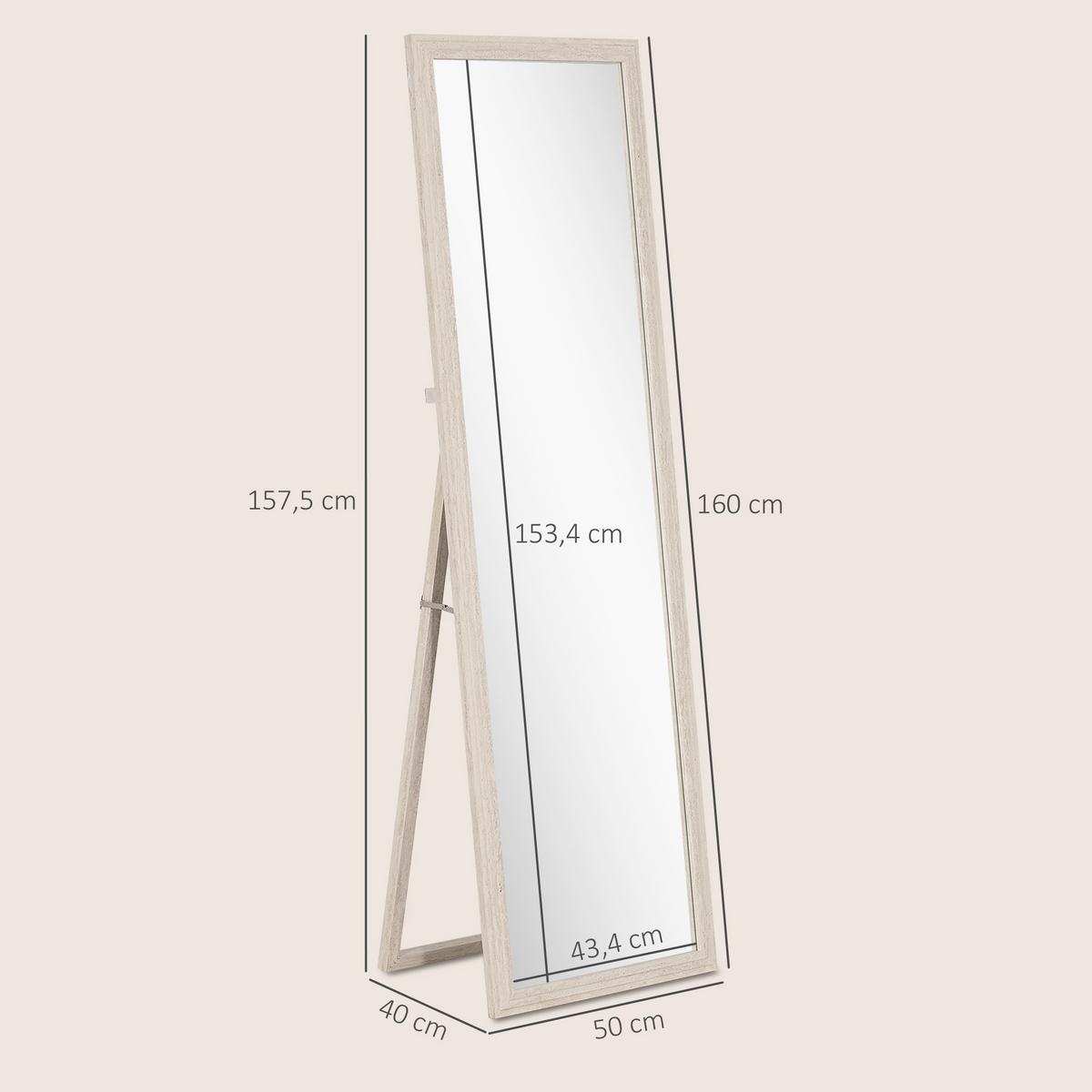 GANZKÖRPERSPIEGEL 160 x 50 cm Rechteckig Standspiegel mit Steinoptik, Weiß - Weiß, Glas/Kunststoff (50/160/4cm) - HOMCOM