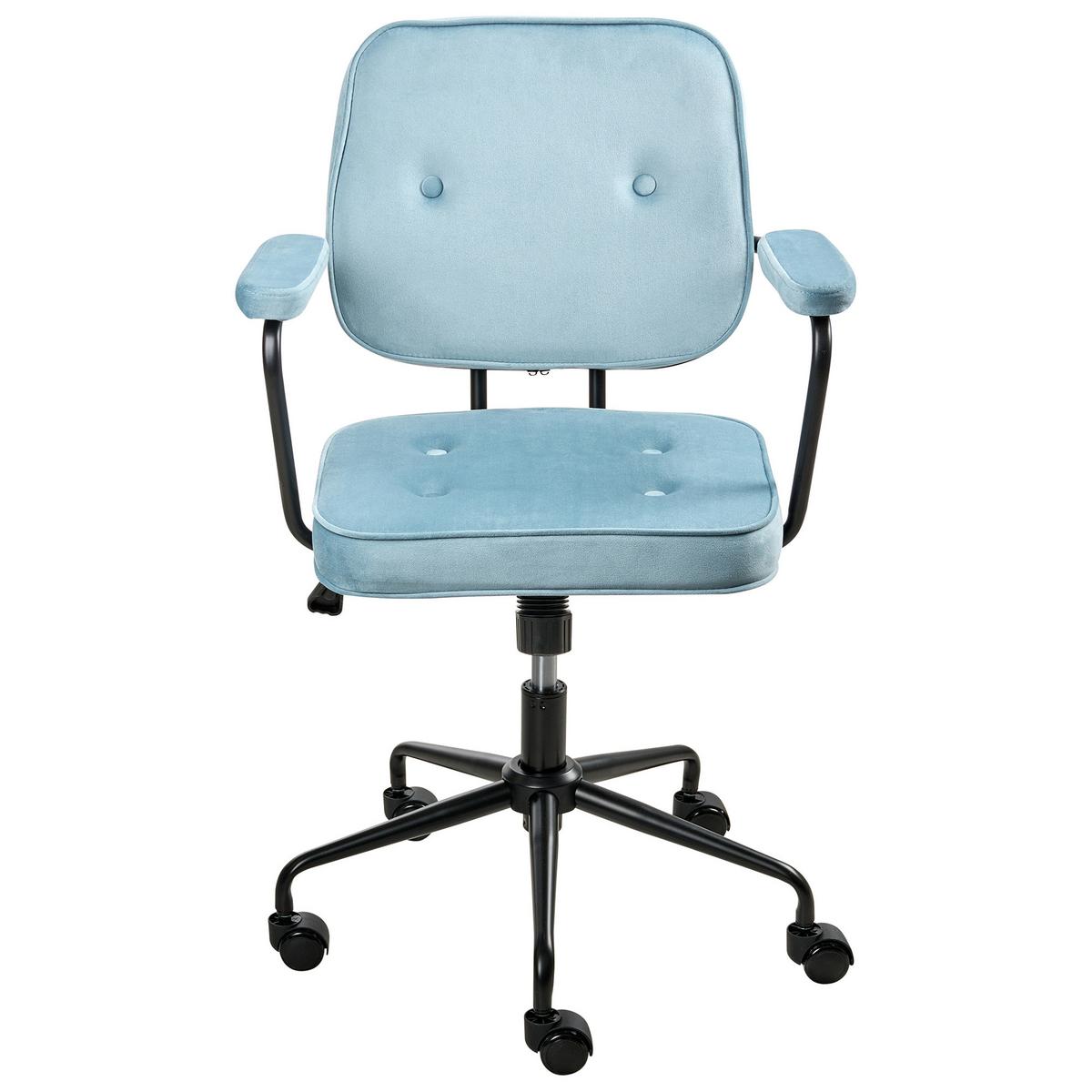 SCHREIBTISCHSTUHL Hellblau Pawnee - Blau/Schwarz, Textil (62/88/43cm) - Beliani