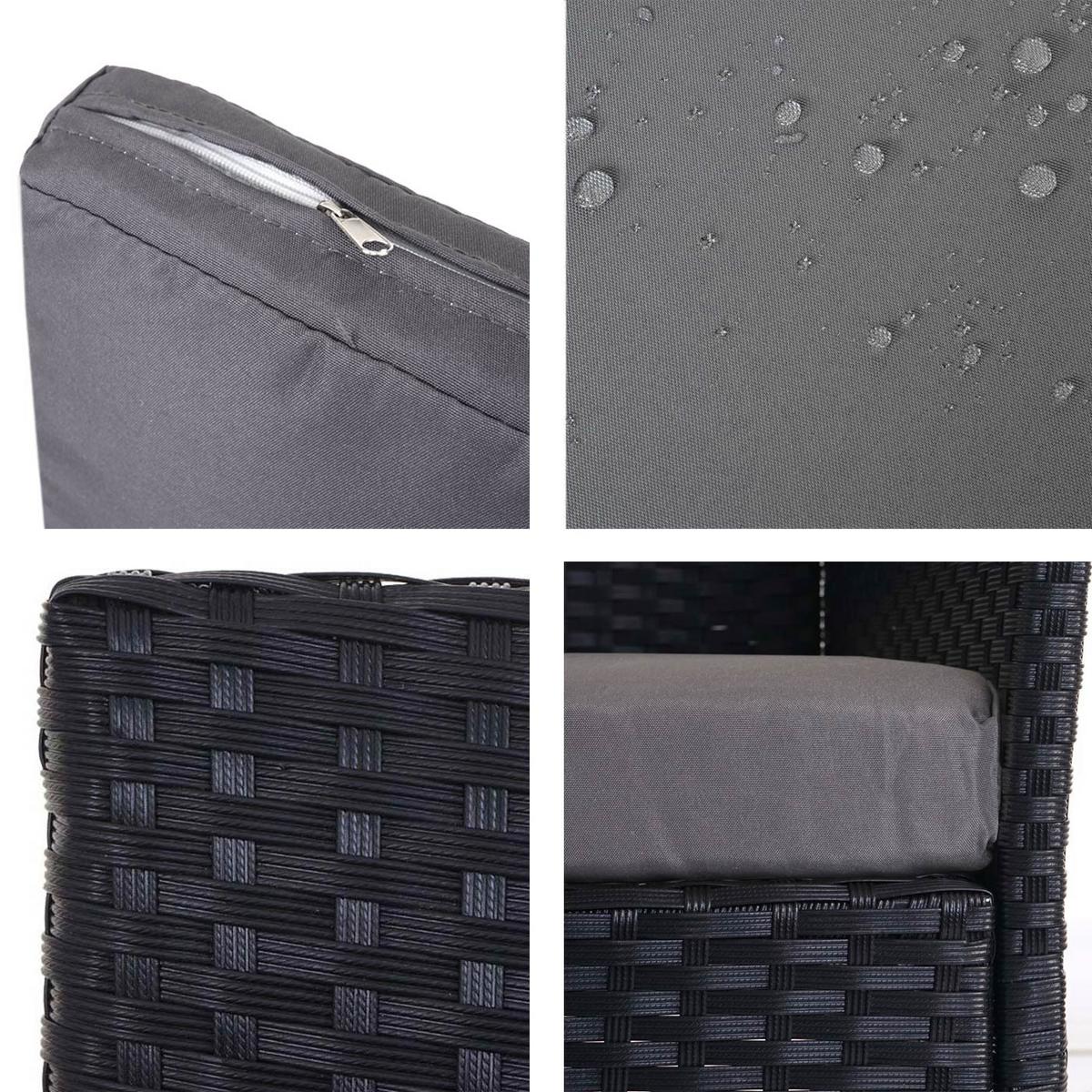 POLY-RATTAN GARTEN-GARNITUR Anthrazit - Anthrazit, Kunststoff - MCW