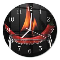 WANDUHR aus Glas Ø30 cm - Chili-Feuer - Rot, Glas (30/30/0.4cm) - TULUP