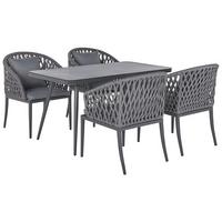 GARTENMÖBEL-SET 4-Sitzer Aluminium/Flechtseil grau Lipari - Grau, Metall - Beliani