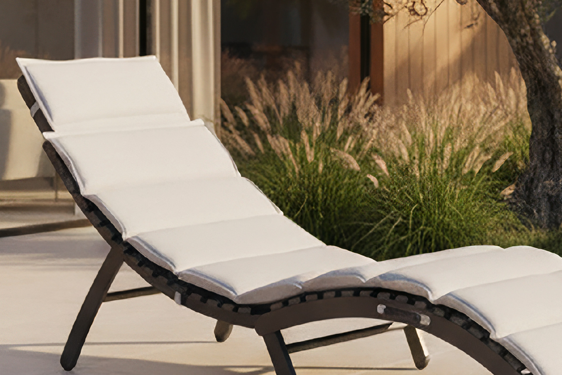 Gartenliege inkl. Auflage Bezug Outdoorstoff grau 