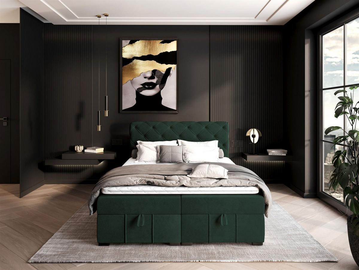 BOXBETT Gisel - Grün, Holzwerkstoff/Textil (120/200cm) - Fun Möbel