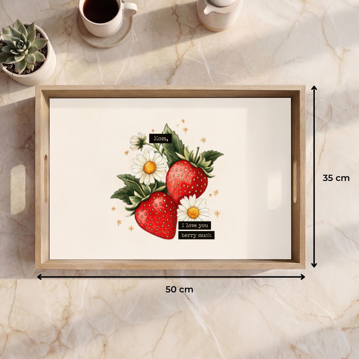 TABLETT Erdbeeren - Gänseblümchen - Zitat - Sterne 50x35 cm - Multicolor, Holz (50/5/5cm) - OnlyWow