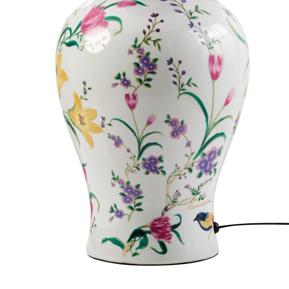 TISCHLAMPE Porzellan Weiß Febros - Pink/Gelb, Keramik (36/36/61cm) - Beliani