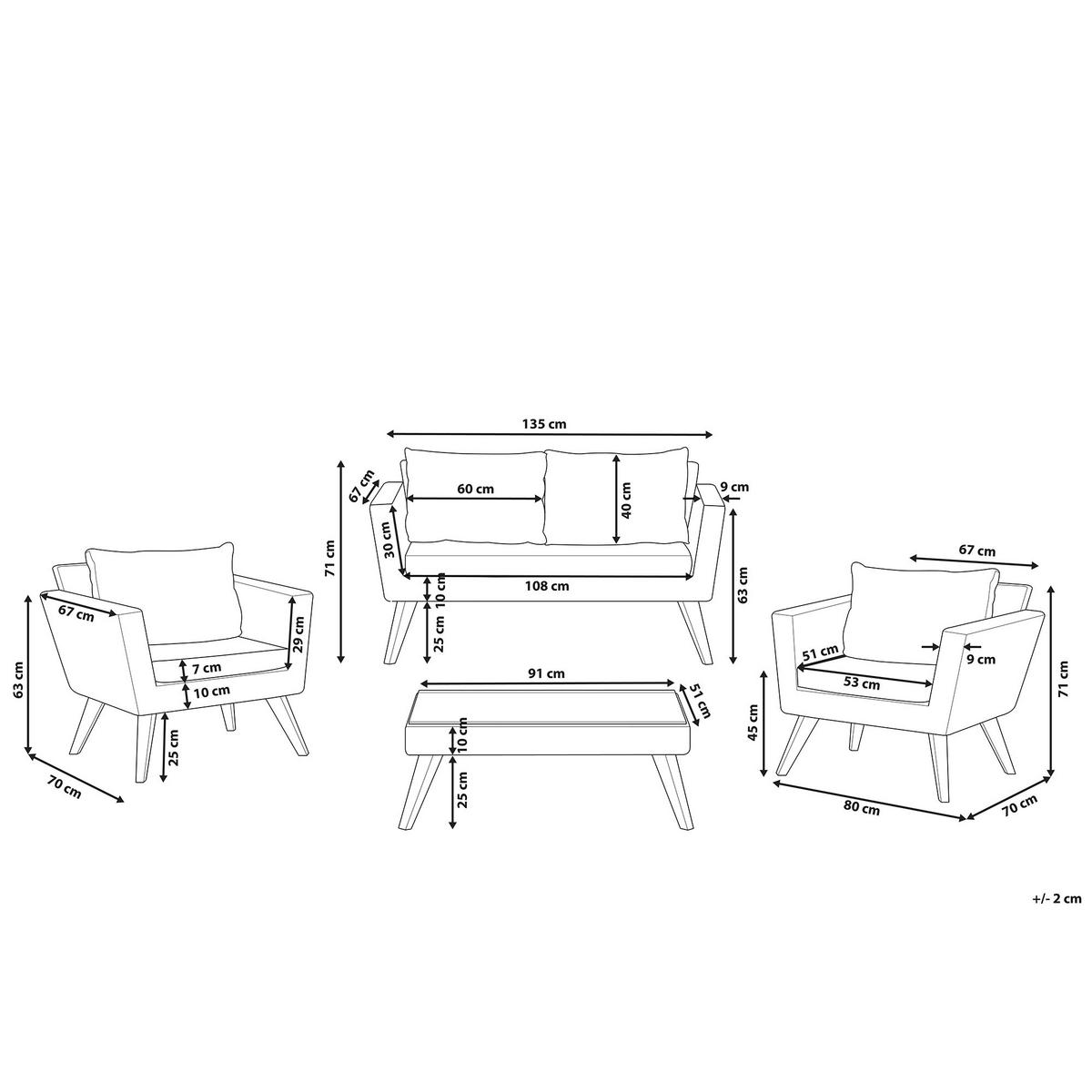 LOUNGE-SET 4-Sitzer PE Rattan Cremeweiß Vittoria - Hellbraun/Naturfarben, Kunststoff - Beliani
