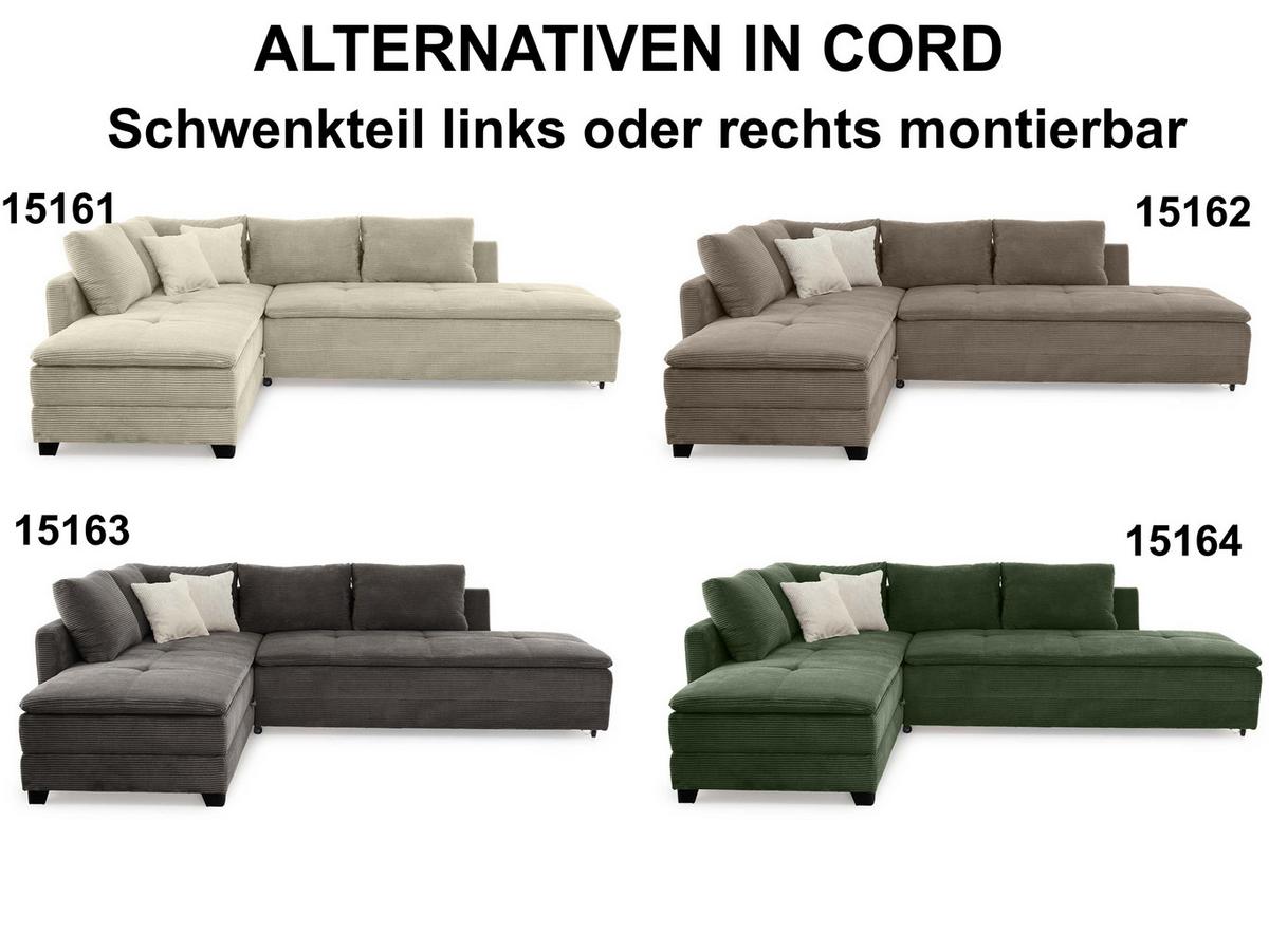ECKSOFA-DAUERSCHLÄFER Doppelbett Boxspring Federkern Topper, seitenverkehrt montierbar B306/T223/H95 cm, Cord Braun Taupe / 15162 - Schwarz/Braun, Kunststoff/Textil (306/223cm) - luma-home