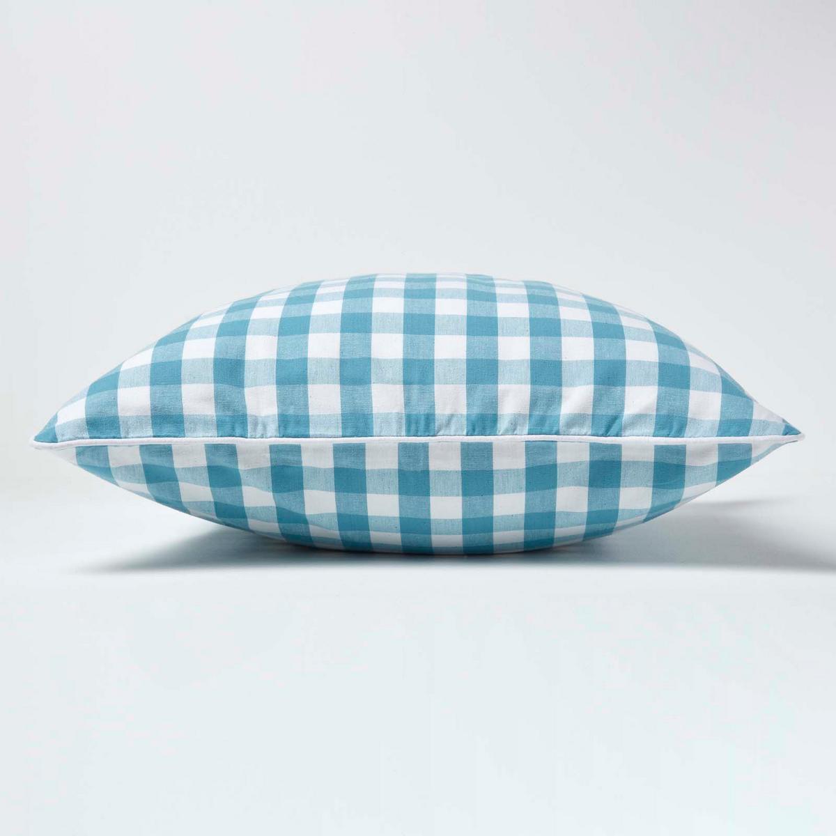 KISSENHÜLLE Karo-Muster 45/45 cm, 100% Baumwolle - Blau, Textil (45/45cm) - Homescapes