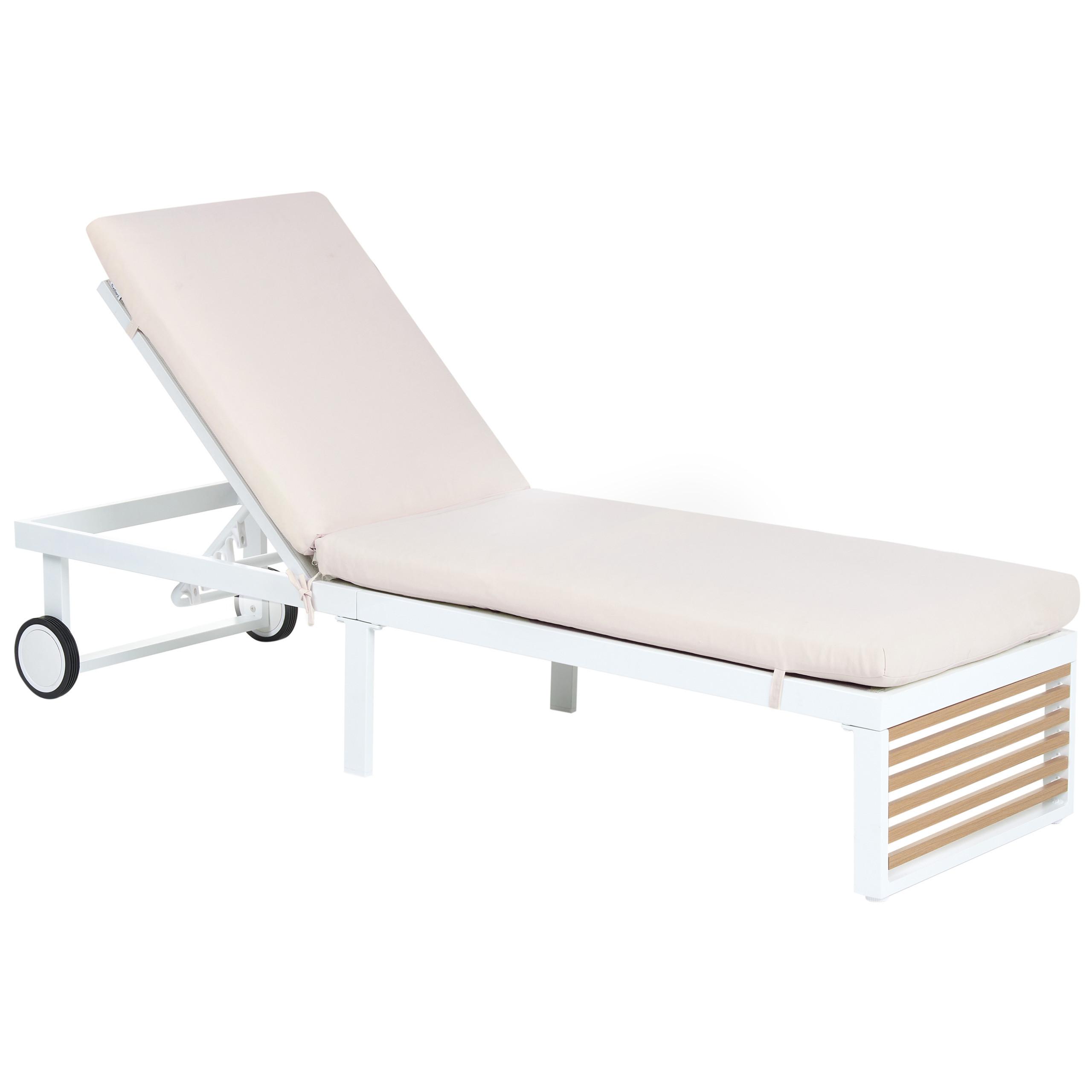 SONNENLIEGE mit Kissen Beige Verdello - Beige, Metall (190/42/60cm)