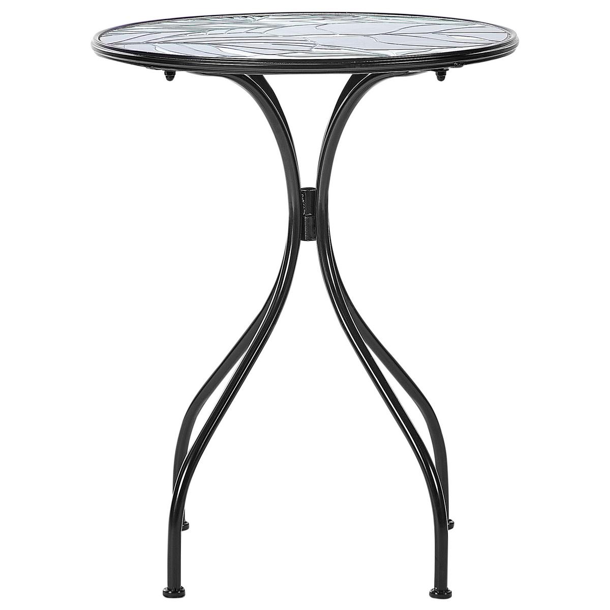 GARTENTISCH Keramik Schwarz Cozzana - Schwarz/Grün, Metall (60/60/75cm) - Beliani