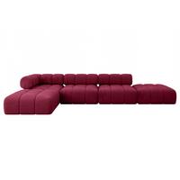 ECKSOFA modulares Sofa Kerru-L2 - 380x190x70 cm Bordeauxrot Velours - Bordeaux, Holzwerkstoff/Textil (380/190cm) - ALTDECOR