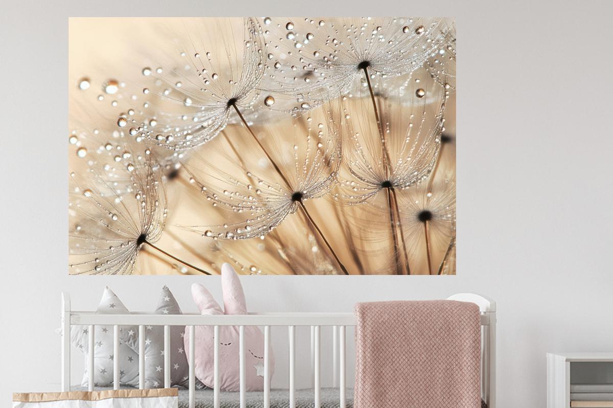 WANDTATTOO Löwenzahn - Abstrakt - Natur - Beige Wandsticker 120x80 cm - Braun, Kunststoff (120/80/0.1cm) - MuchoWow