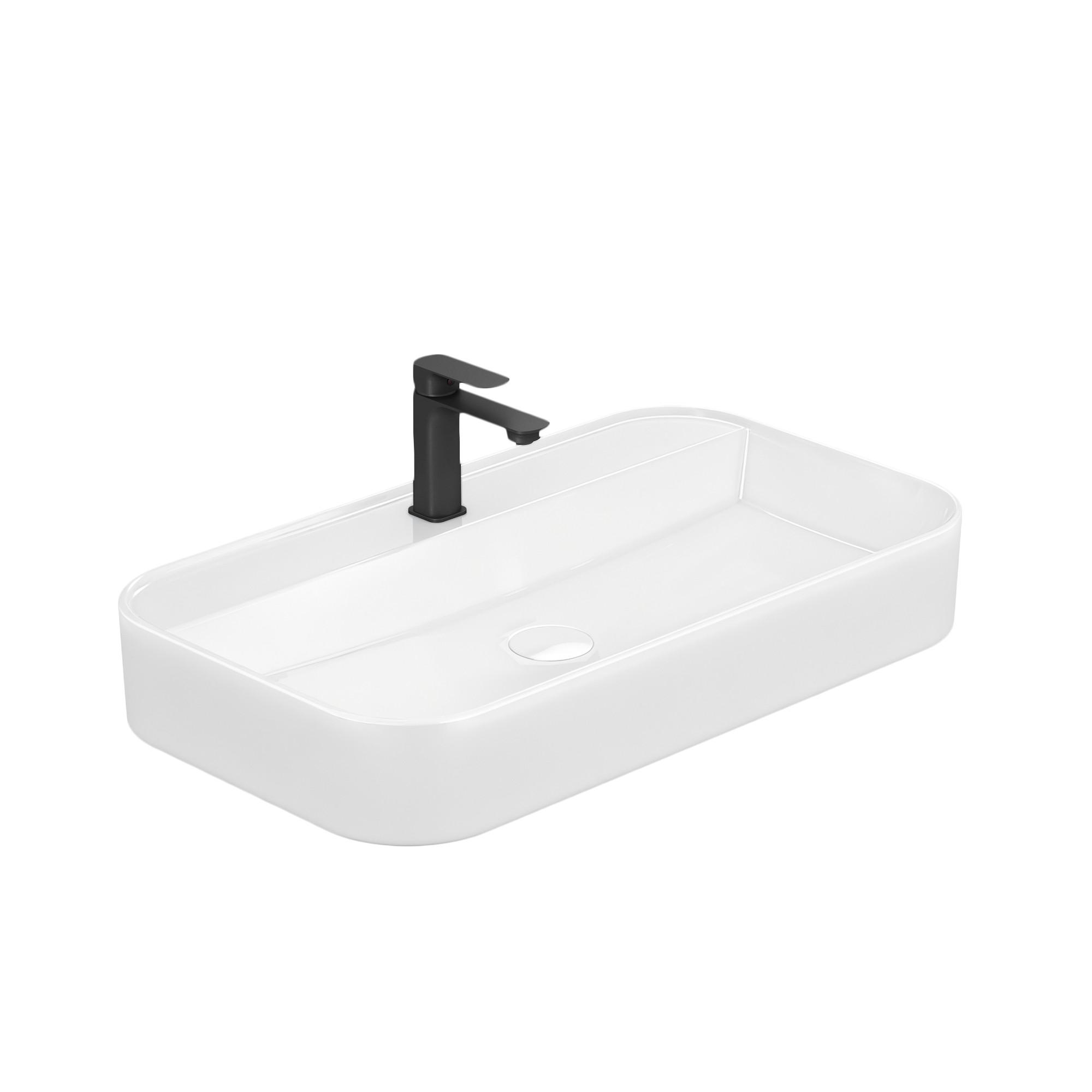 WASCHBECKEN Keramik Weiß 70 / 40 / 11 cm - Weiß, Keramik (70.8/11/40.1cm) - EMKE