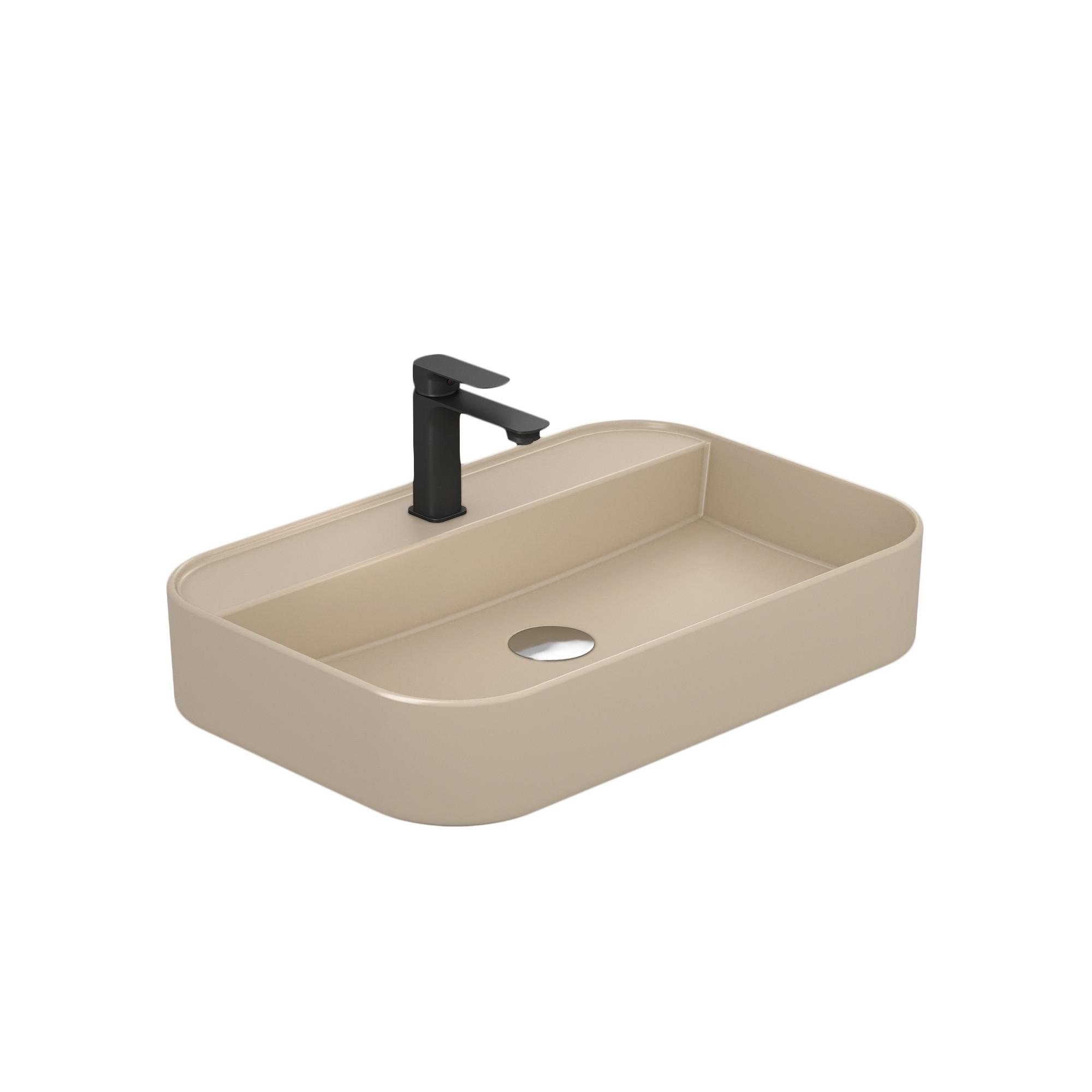 WASCHBECKEN Rechteck Abgerundete Ecken R Mattbeige 40 / 60 / 11 cm - Beige, Keramik (60.3/11/40.1cm) - EMKE