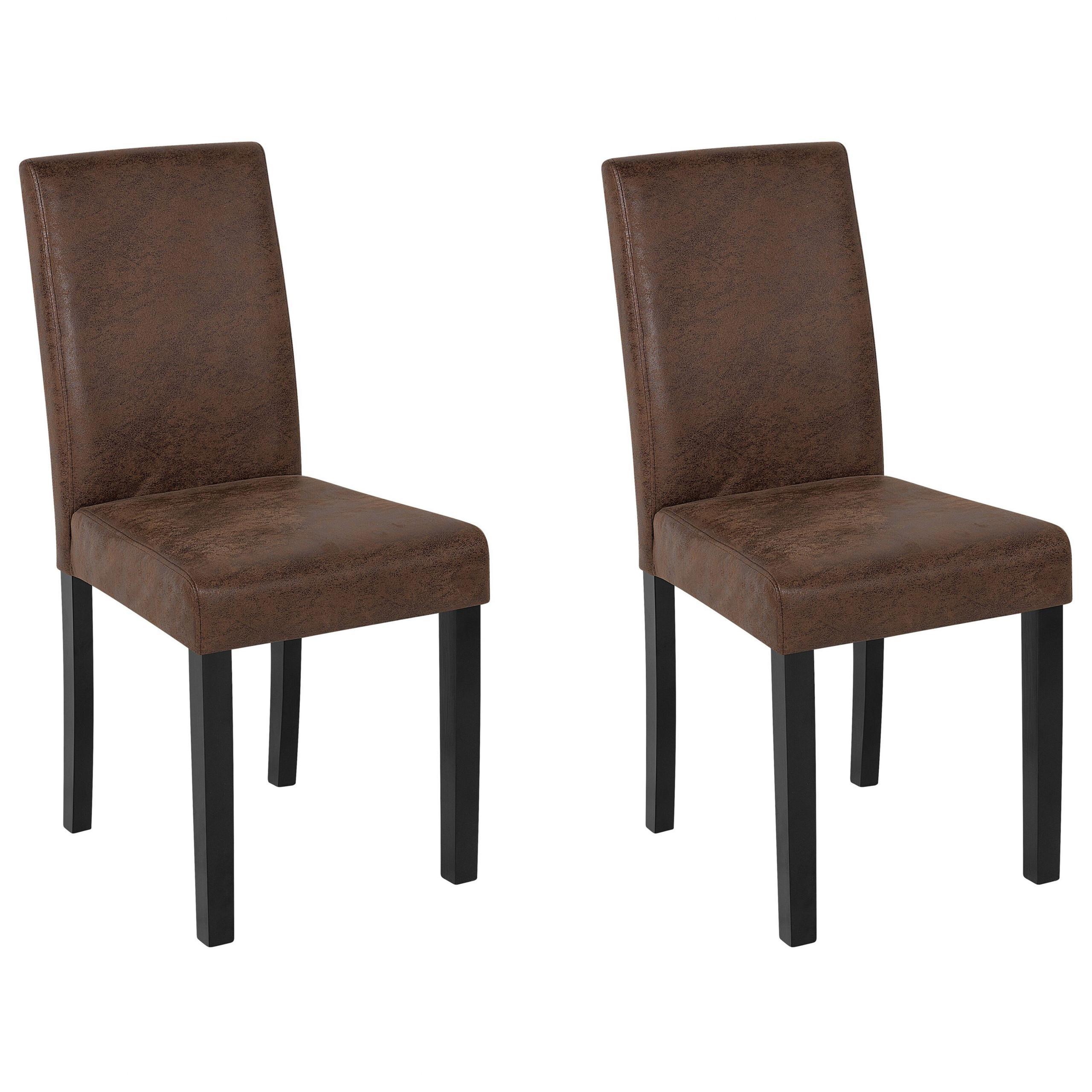 ESSZIMMERSTUHL 2er-Set Kunstleder Braun Broadway - Braun, Holz/Textil (42/93/59cm) - Beliani