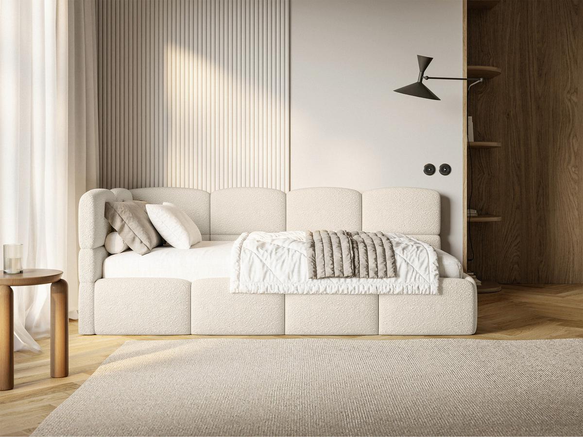 JUGENDBETT Cloudy Hellbeige 120 cm, Bouclé - Ecru/Schwarz, Kunststoff/Textil (120/200cm) - Selsey