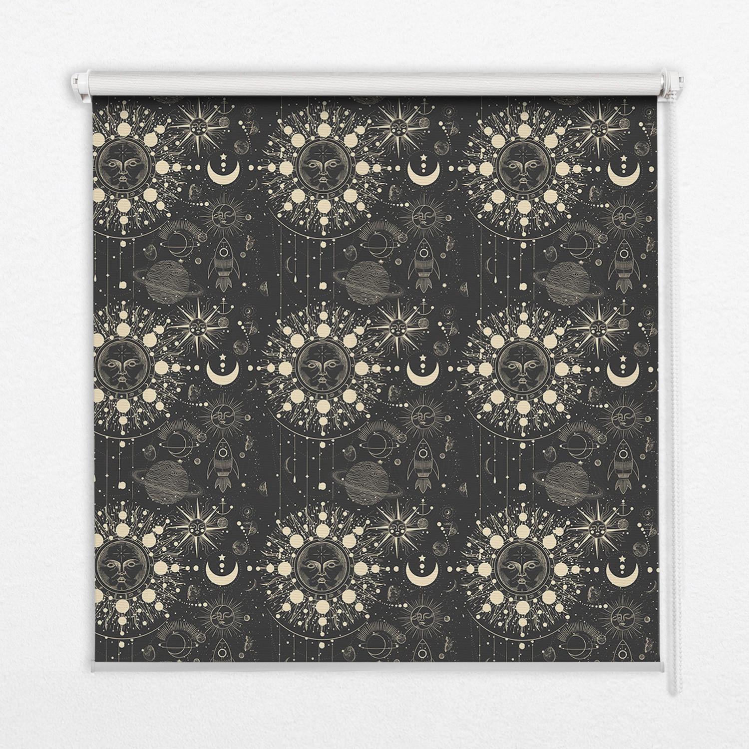 INNENROLLO - Fensterrollo - Rollo - 100x140 cm - Kosmos - Schwarz, Kunststoff (100/140/0.5cm) - TULUP