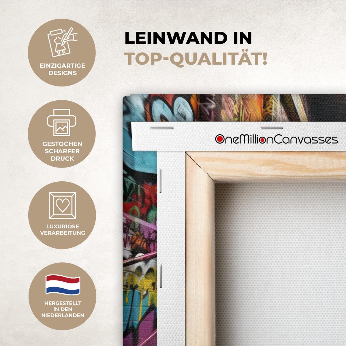 LEINWANDBILD Treppe - Graffiti - Farben - Kunst Wandbild 40x30 cm - Multicolor, Textil (40/30cm) - MuchoWow