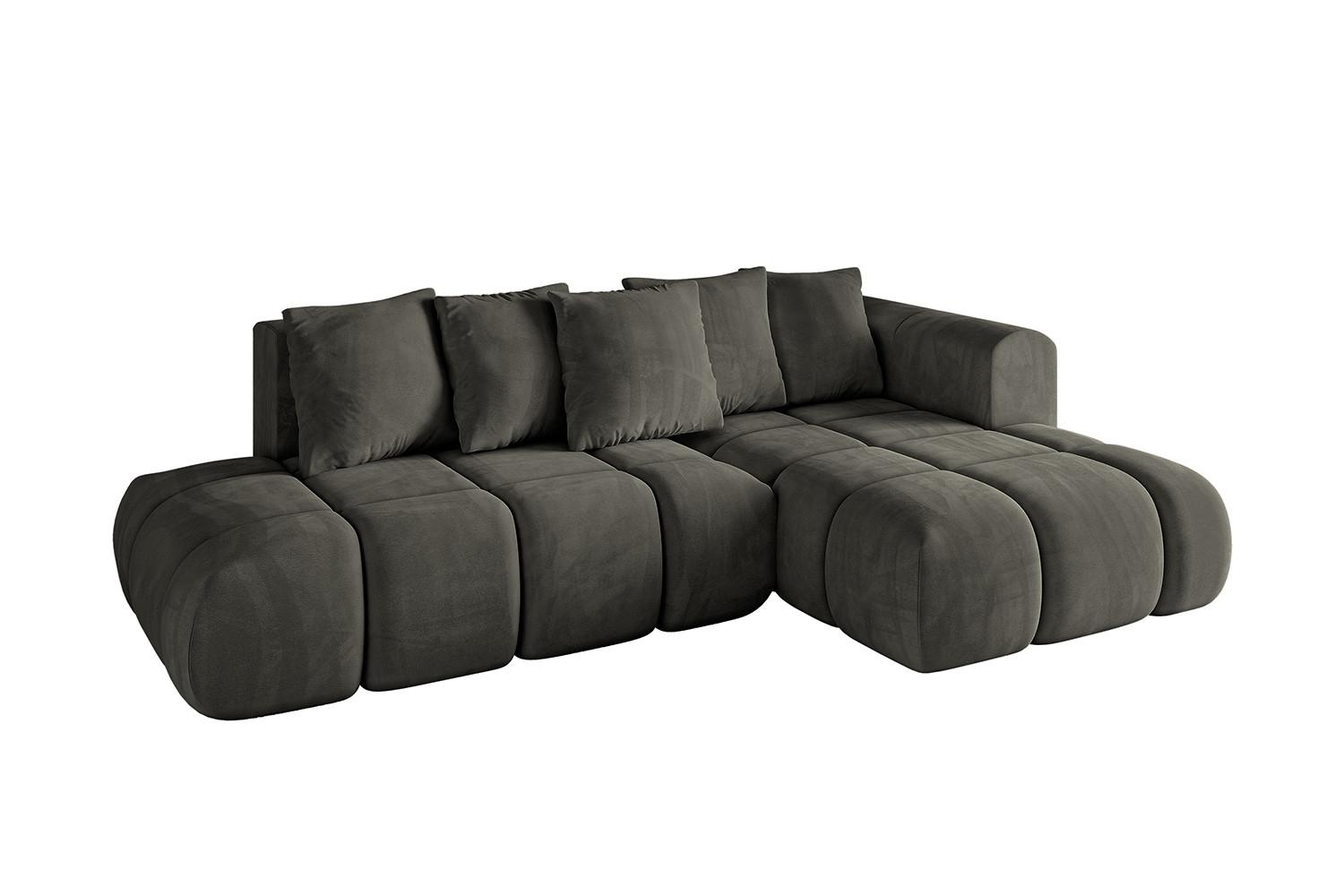 ECKSOFA Ottomane Rechts CLOUD-L-v1 280x185x90 Schwarz Velours - Schwarz, Holzwerkstoff/Kunststoff (185/280cm) - ALTDECOR
