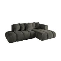 ECKSOFA Ottomane Rechts CLOUD-L-v1 280x185x90 Schwarz Velours - Schwarz, Holzwerkstoff/Kunststoff (185/280cm) - ALTDECOR