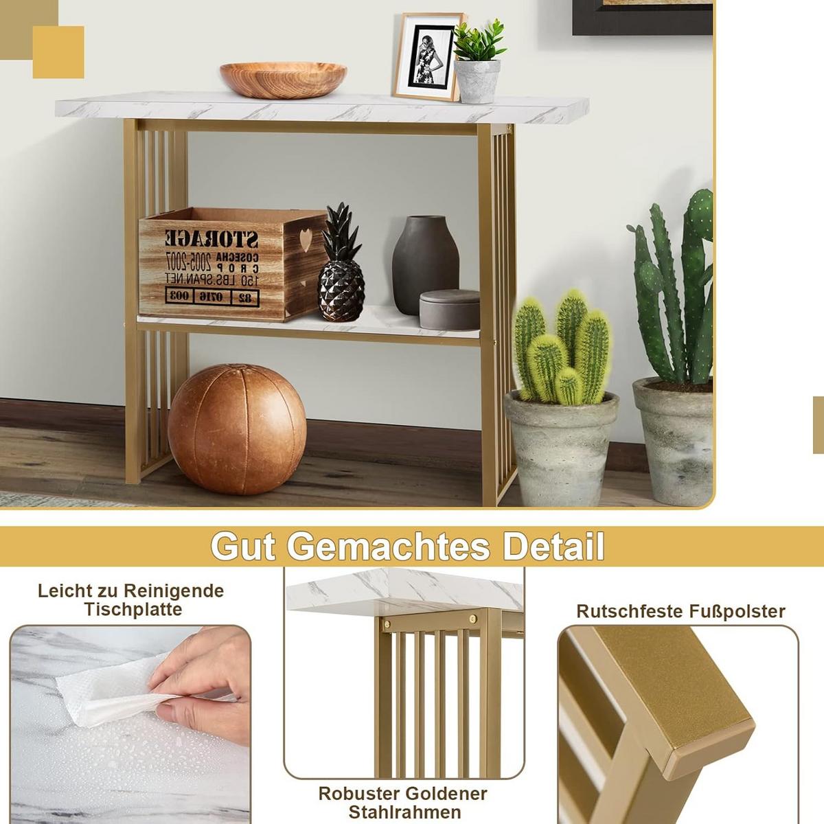 KONSOLENTISCH 93cm Weiß - Weiß, Holz (30/120/93cm) - COSTWAY