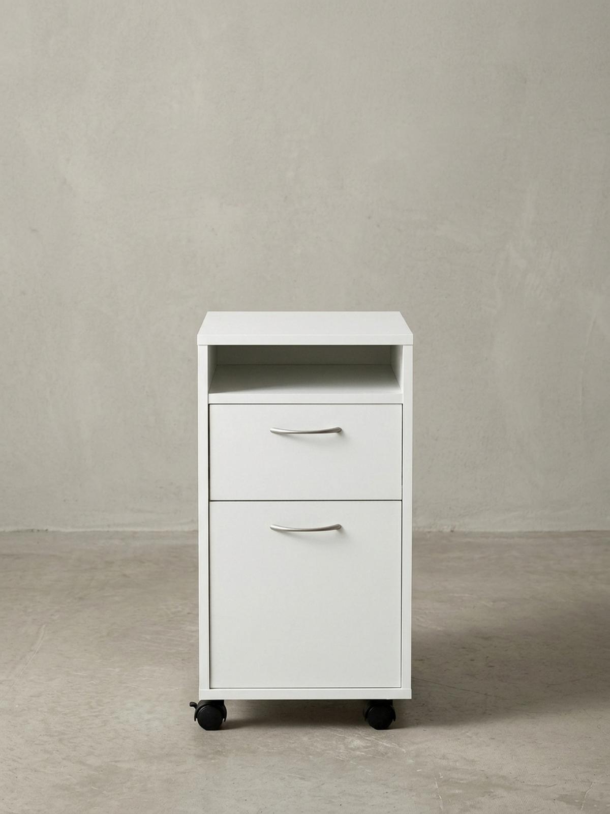 ROLLCONTAINER – Weiß, Schreibtischcontainer, viel Stauraum, Rollen, modern - Schwarz/Weiß, Holz/Kunststoff (33/63/38cm) - KADIMA DESIGN