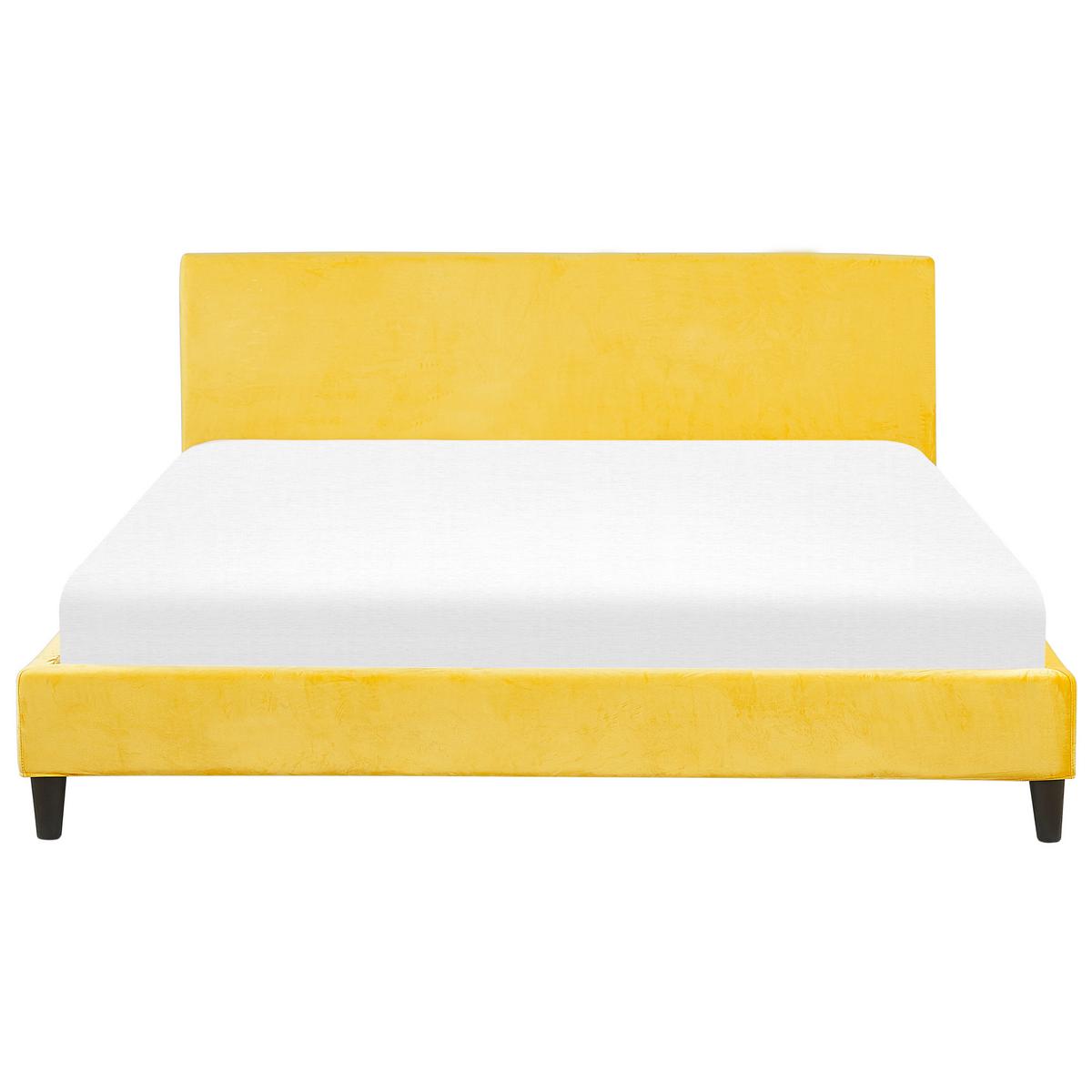 BETTRAHMENBEZUG Samtstoff 180/200 cm Gelb Fitou - Gelb, Textil (190/214cm) - Beliani