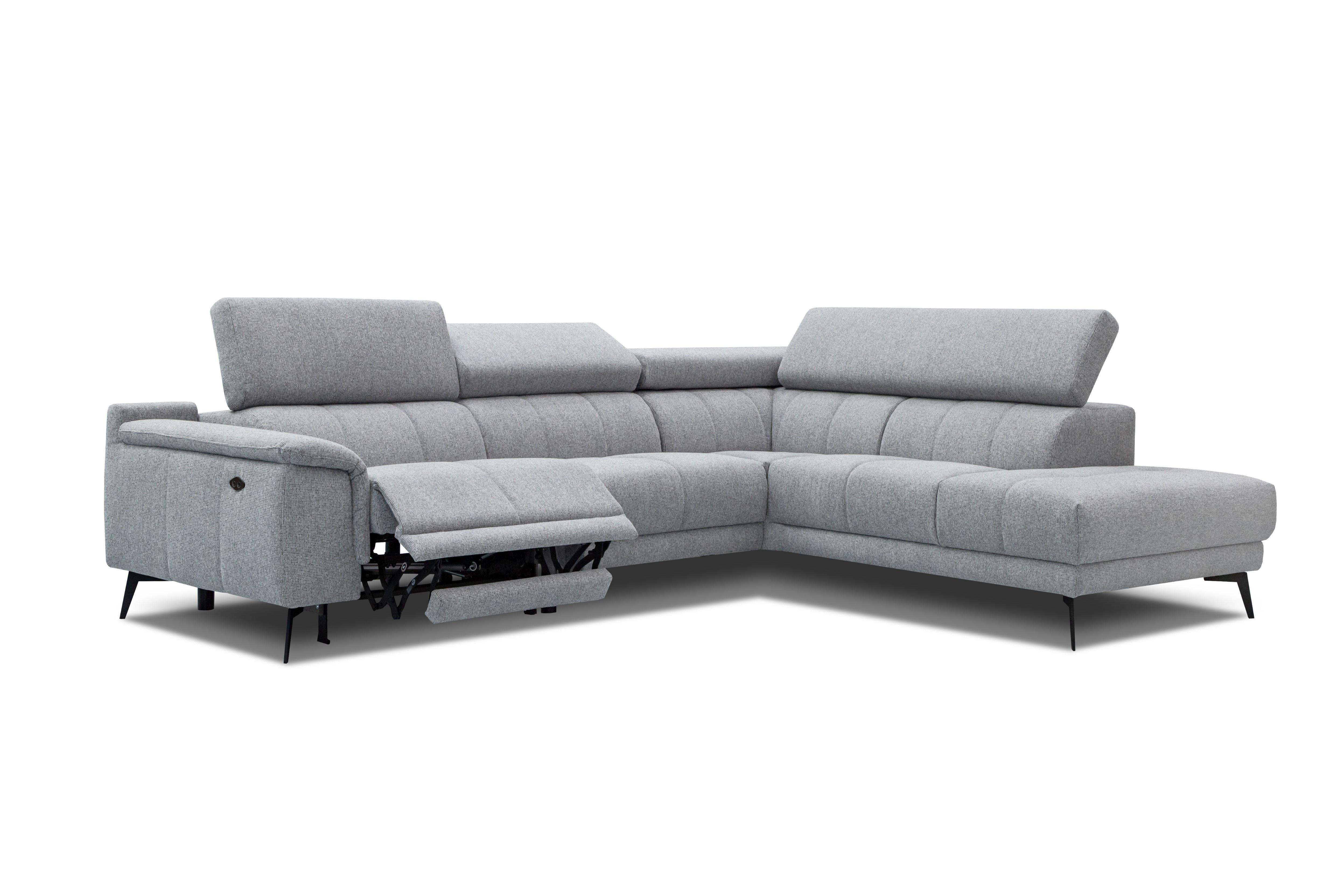 ECKSOFA FIERO 5-Sitzer mit 1 Relaxfunktion, silberfarben - Silberfarben, Holzwerkstoff/Textil (290/228cm) - Wozimo