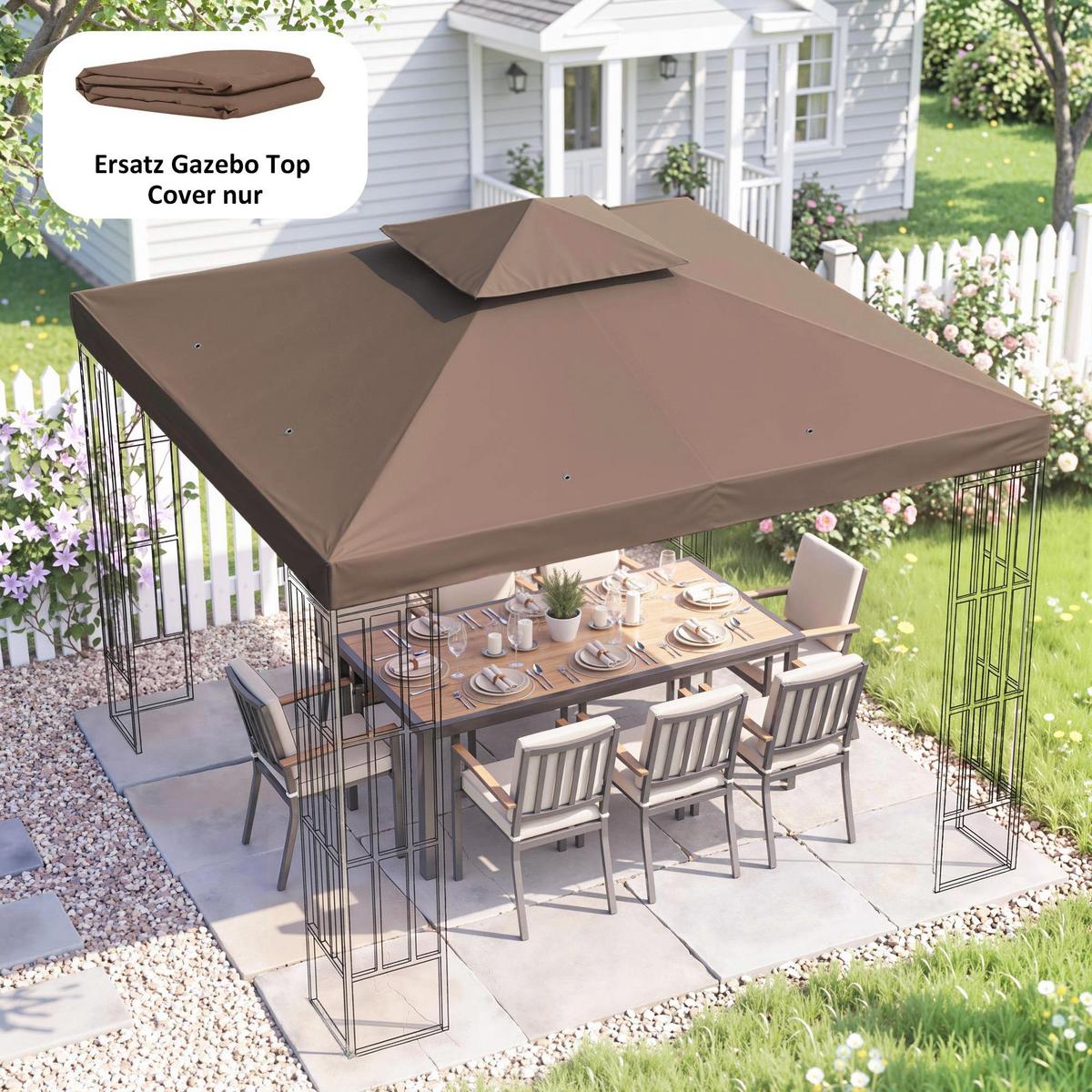 PAVILLONDACH, Polyester, Kaffee - Braun, Kunststoff (300/18/300cm) - Outsunny
