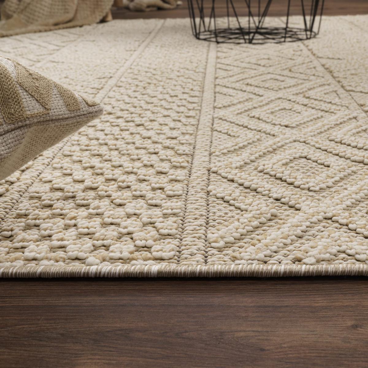 KURZFLORTEPPICH, mit Struktur, Florhöhe 7 mm, Creme, 80 x 150 cm - Beige, Textil (150/80cm) - KADIMA DESIGN