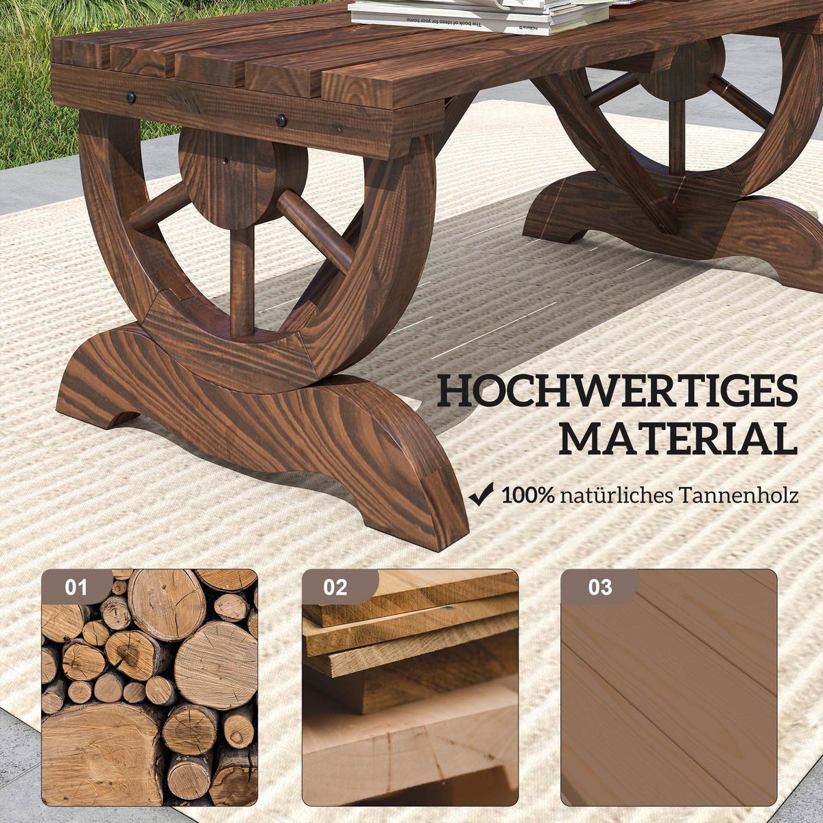 GARTENBANK aus Holz, Wetterfest, Sitzbank, Gartenmöbel, Rustikale, Bank, Braun - Braun, Holz (50/39.5/98cm) - Outsunny