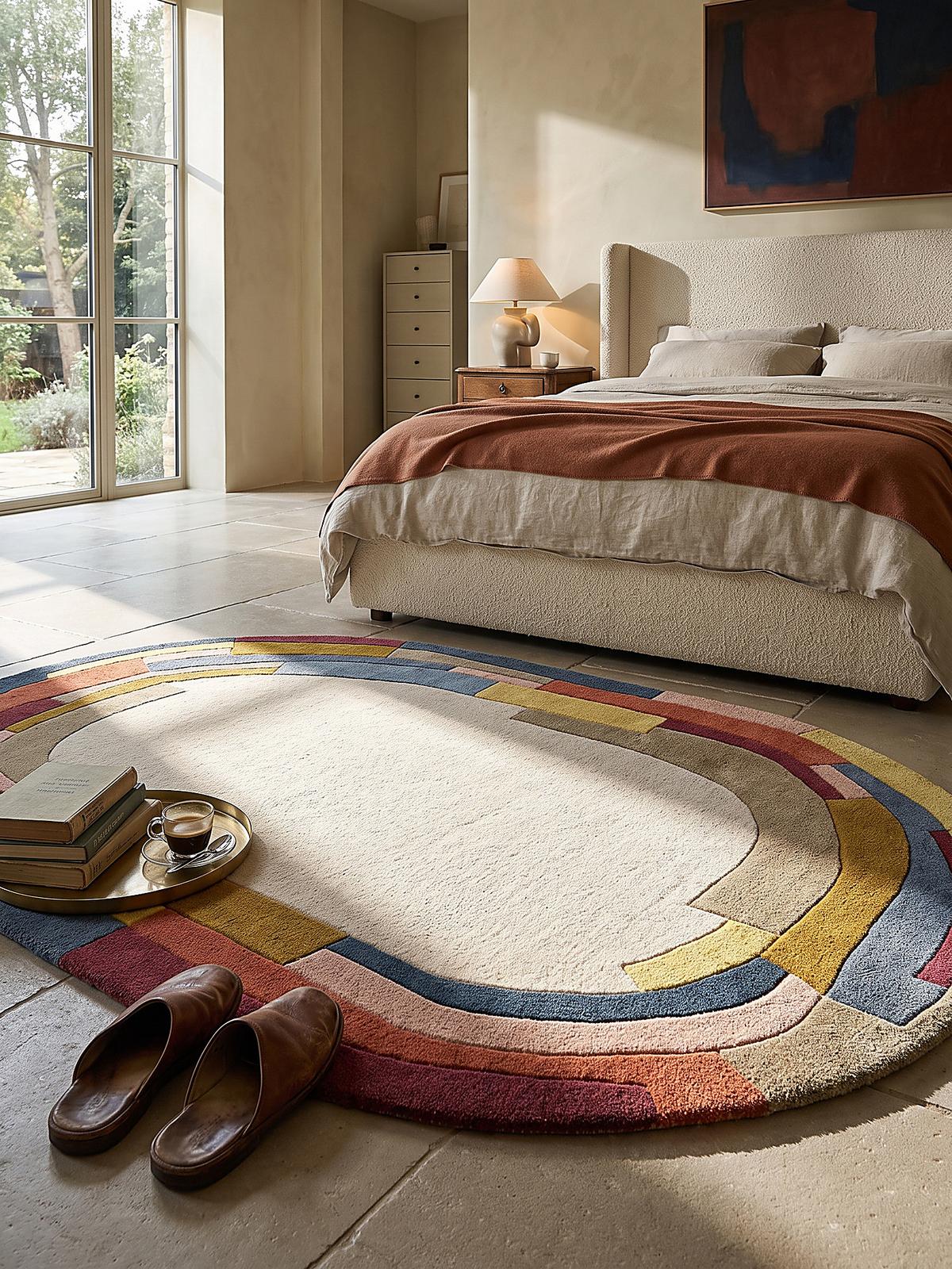 TEPPICH aus Wolle, handgetuftet, LUGAR, in Multi, Farbblock-Bordüre, 140 x 200 cm - Multicolor, Textil (140/200cm) - KADIMA DESIGN