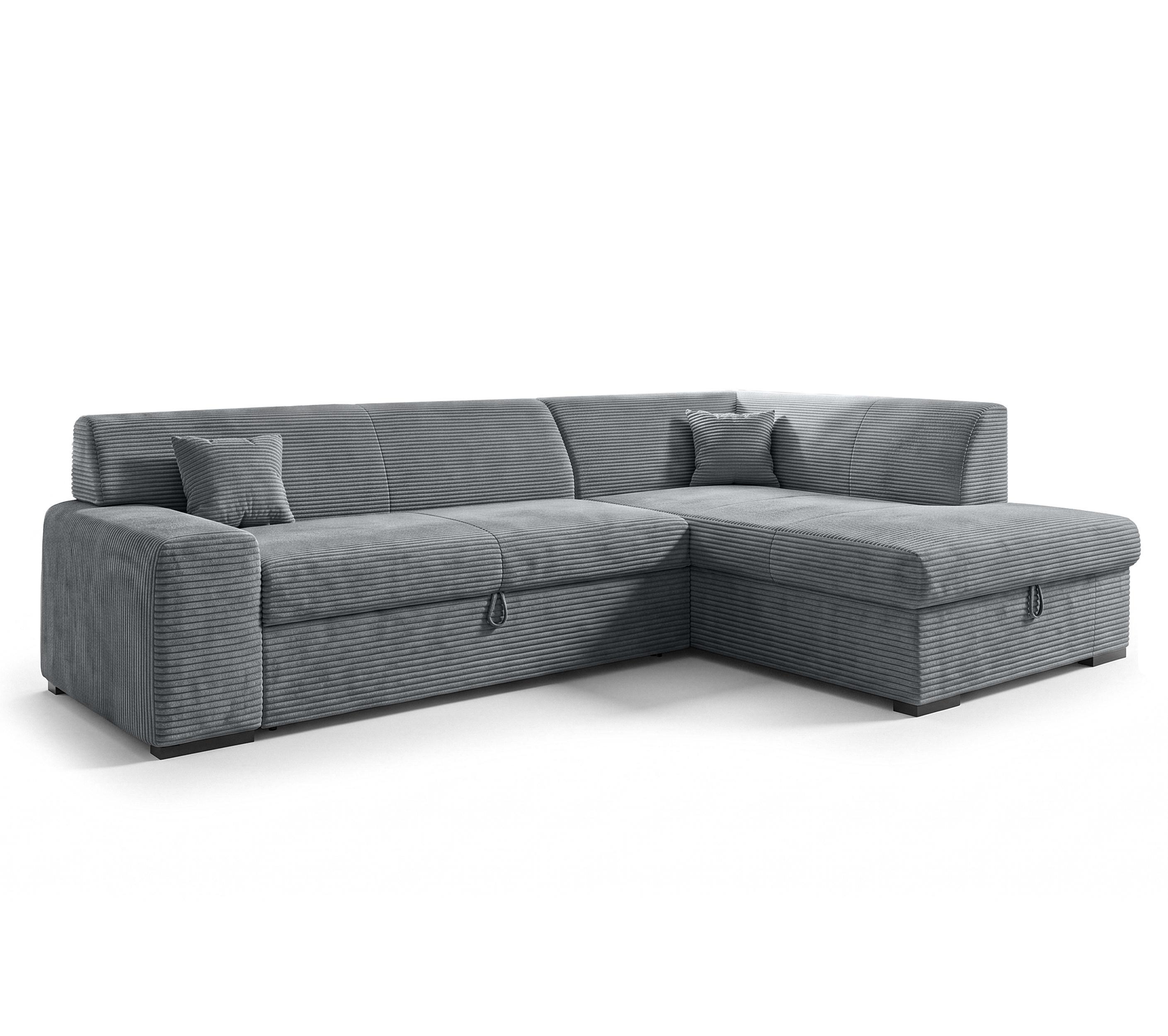 ECKSOFA L Form Minosa Grau 260/175/71 cm Rechts mit Schlaffunktion - Schwarz/Grau, Kunststoff/Textil (175/260cm) - AX Living
