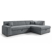ECKSOFA L Form Minosa Grau 260/175/71 cm Rechts mit Schlaffunktion - Schwarz/Grau, Kunststoff/Textil (175/260cm) - AX Living