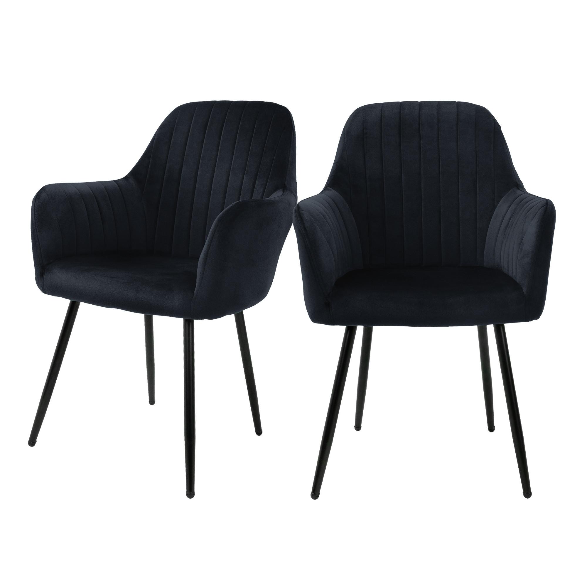 ESSZIMMERSTUHL 2er Set Schwarz Samt - Schwarz, Metall (60/84/58cm) - ML-DESIGN