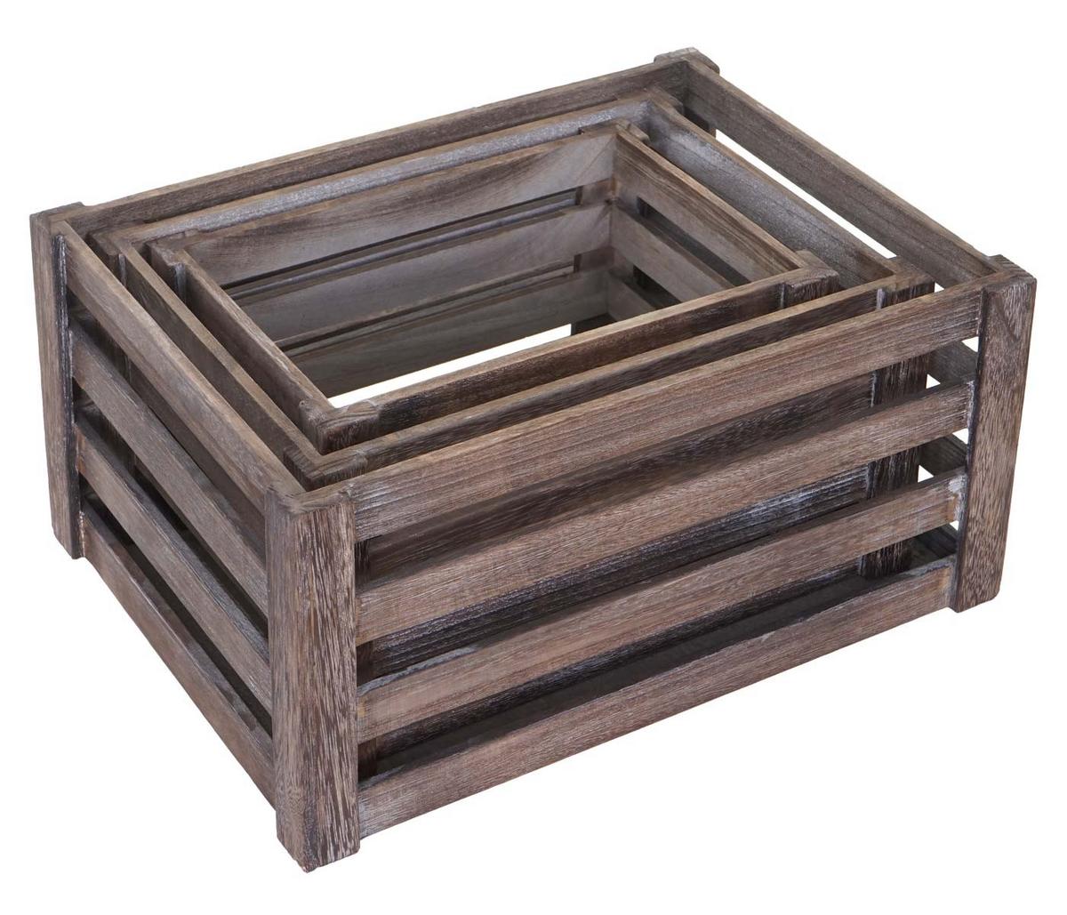 HOLZKISTE 3ER-SET Dunkelbraun 3er-Set-Set - Dunkelbraun, Holz (30/41/21cm) - MCW