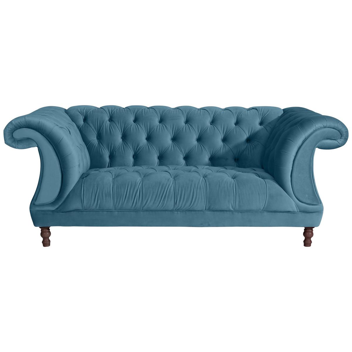 CHESTERFIELD Sofa 2-Sitzer Kaylin Samtvelours petrol - Petrol, Kunststoff (200/80/100cm) - 58aufmkessel