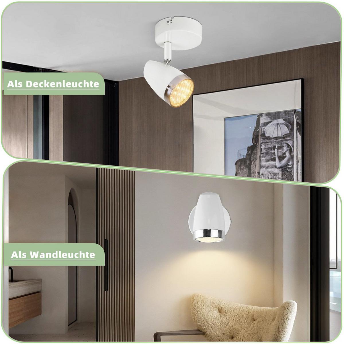 LED-DECKENSTRAHLER Lethbridge 8/13.5/5.6cm - Weiß, Metall (8/13.5/5.6cm) - Nettlife