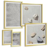 BILDER SET 5er Set - 50x50 cm & 20x30 cm & 40x60 cm Goldrahmen - Moderne minimalistische Texturen - Goldfarben, Kunststoff (40/60cm) - TULUP