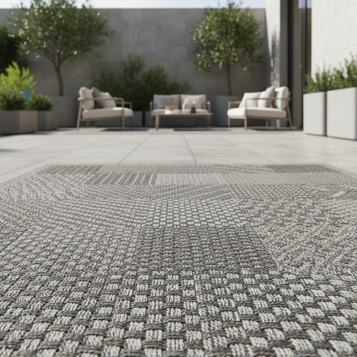 TEPPICH Outdoor LERMOOS in Grau, einfarbig, aus Polypropylen, 120 x 170 cm - Grau, Textil (120/170cm) - KADIMA DESIGN