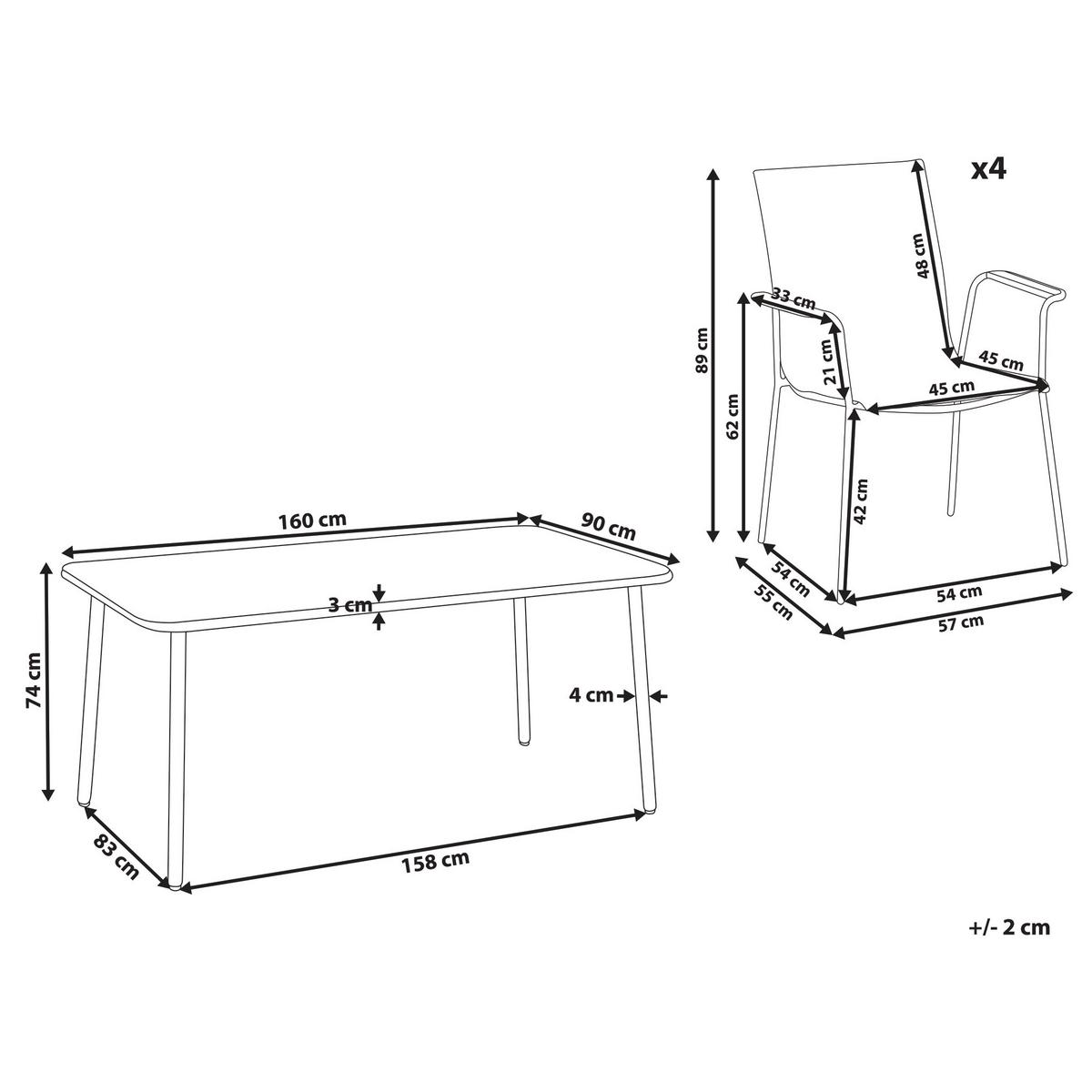 GARTENMÖBEL-SET 4-Sitzer Hellbeige Metall Caravino - Beige, Metall - Beliani