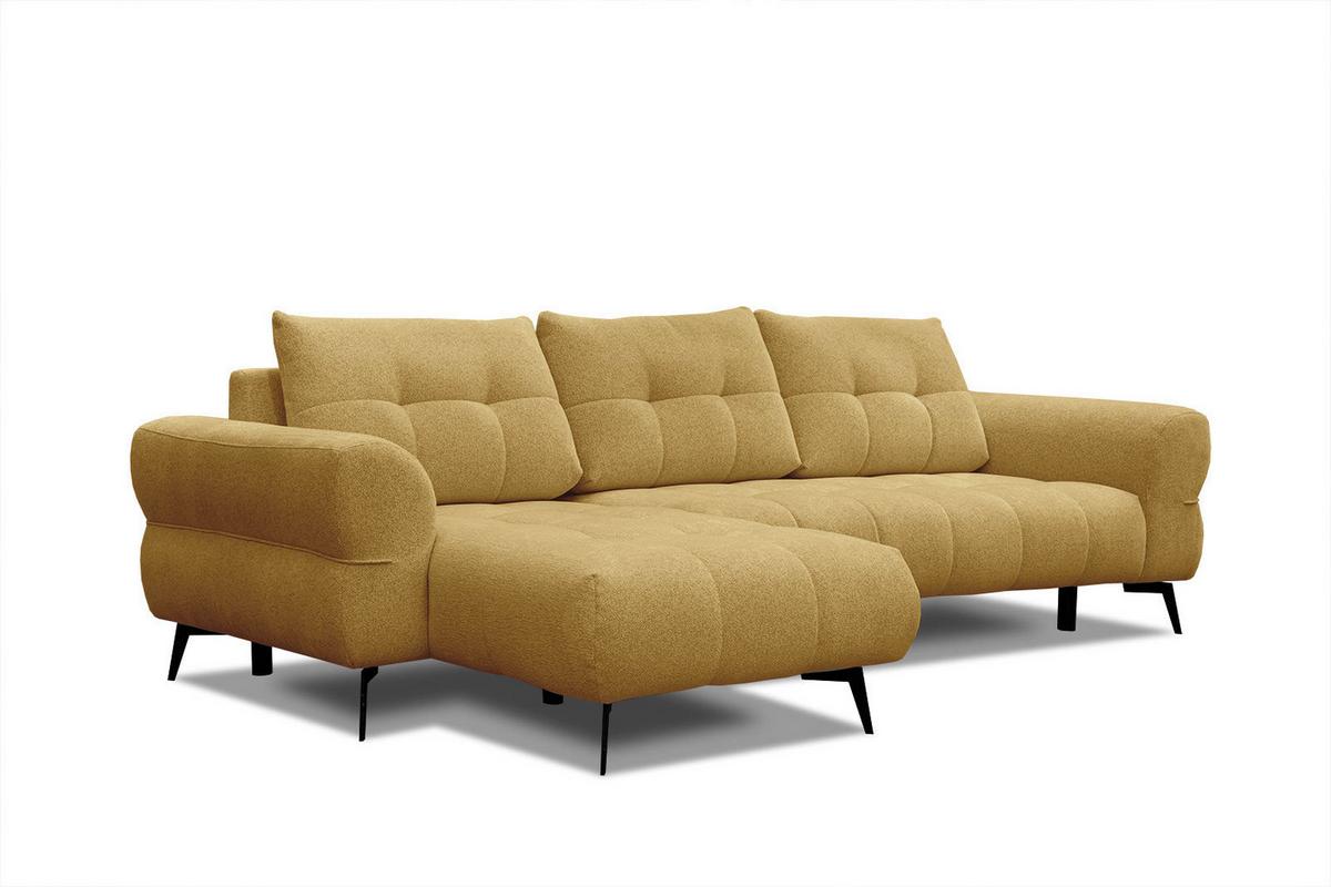 ECKSOFA SALVINI 4-Sitzer, honig - Schwarz/Honig, Holzwerkstoff/Textil (158/292cm) - Wozimo