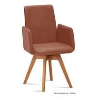 ARMLEHNSTUHL drehbar (8er-Set) Donny 52x92x60 Eiche geölt/Cognac - Cognac/Eichefarben, Kunststoff (60/92/52cm) - 58aufmkessel