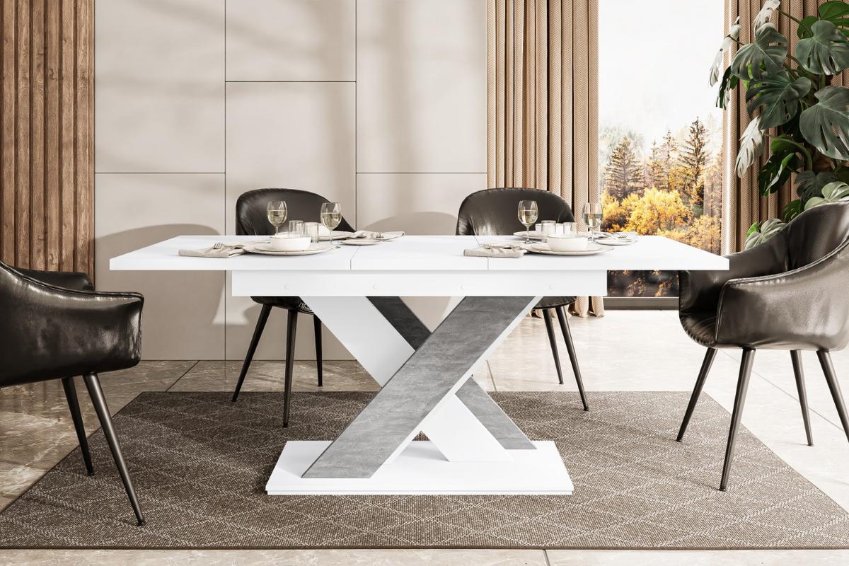 ESSTISCH ausziehbar 140 -180x80x75 cm - Weiß / Betonoptik - RONX - Weiß, Holzwerkstoff (140/80/75cm) - ALTDECOR