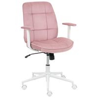 BÜROSTUHL Samtstoff Rosa Carlton - Pink/Weiß, Textil/Metall (60/87/60cm) - Beliani