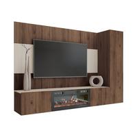 WOHNWAND Deromi VI mit Kamin - Braun, Holzwerkstoff (220/150/38cm) - MIRJAN24