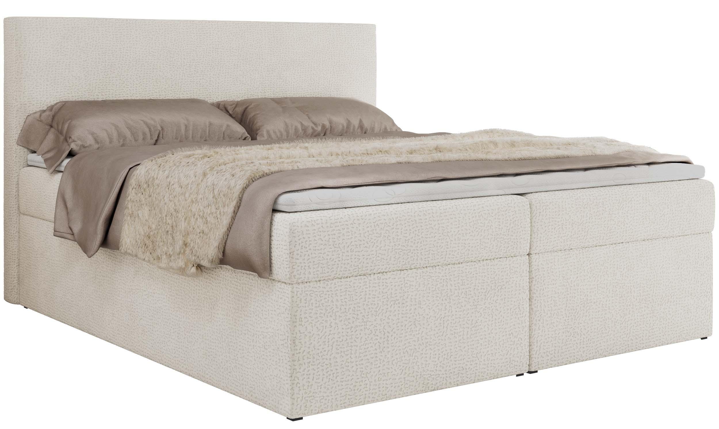 BOXBETT JAGUAR 140/200 - Creme Struktur - H3 - Ecru, Holz/Textil (140/200cm) - MKS