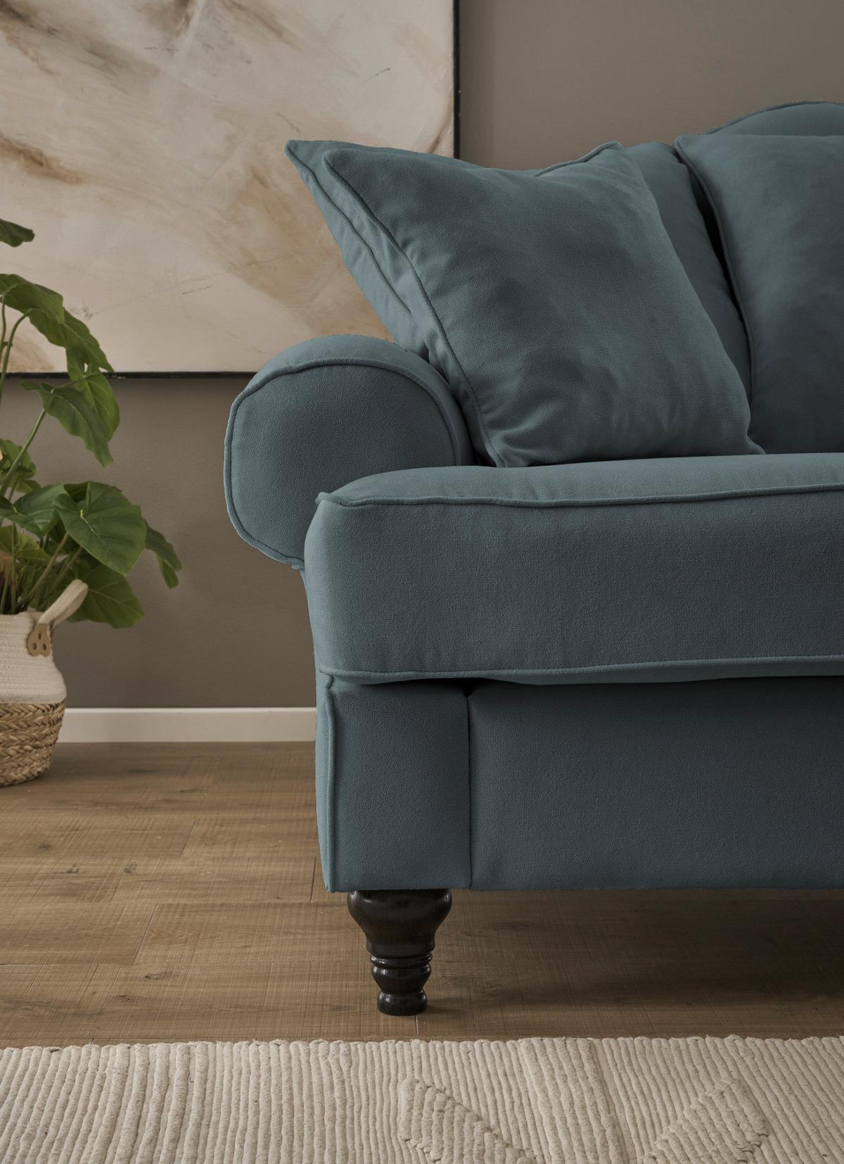 SOFA grau Landhaus, Couch 2-Sitzer 170 cm - Grau, Holz/Textil (170/95/100cm) - Furn.Design